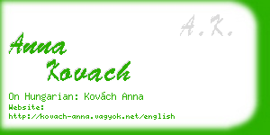 anna kovach business card