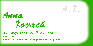 anna kovach business card